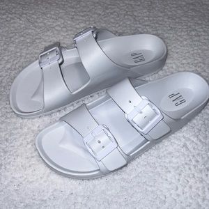 White GAP plastic Birkenstock type sandals